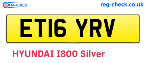 ET16YRV are the vehicle registration plates.