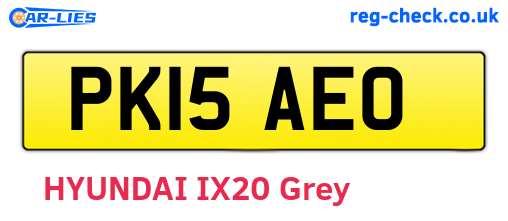 PK15AEO are the vehicle registration plates.