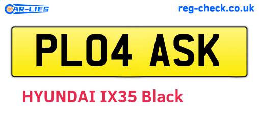 PL04ASK are the vehicle registration plates.