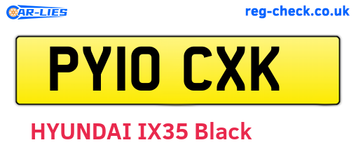 PY10CXK are the vehicle registration plates.