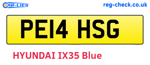 PE14HSG are the vehicle registration plates.