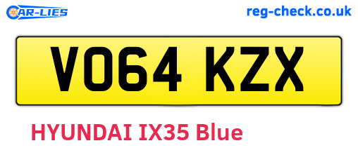 VO64KZX are the vehicle registration plates.