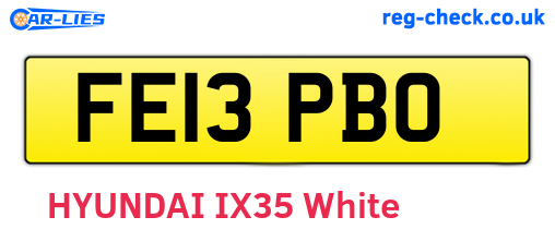 FE13PBO are the vehicle registration plates.