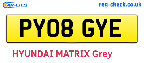 PY08GYE are the vehicle registration plates.