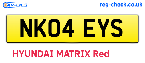 NK04EYS are the vehicle registration plates.