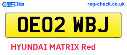 OE02WBJ are the vehicle registration plates.
