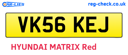 VK56KEJ are the vehicle registration plates.