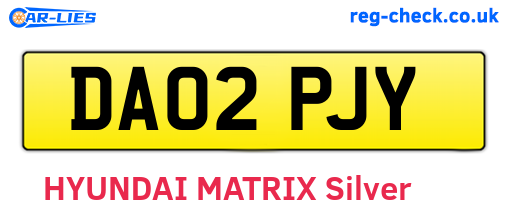 DA02PJY are the vehicle registration plates.