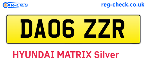 DA06ZZR are the vehicle registration plates.