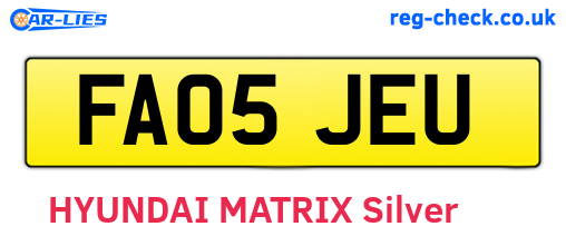 FA05JEU are the vehicle registration plates.