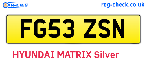 FG53ZSN are the vehicle registration plates.