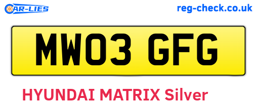 MW03GFG are the vehicle registration plates.