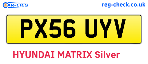 PX56UYV are the vehicle registration plates.