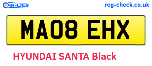 MA08EHX are the vehicle registration plates.