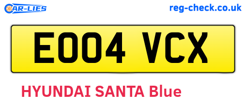 EO04VCX are the vehicle registration plates.