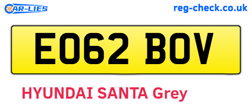 EO62BOV are the vehicle registration plates.