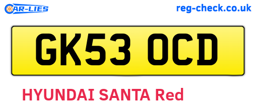 GK53OCD are the vehicle registration plates.