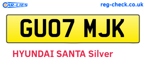 GU07MJK are the vehicle registration plates.