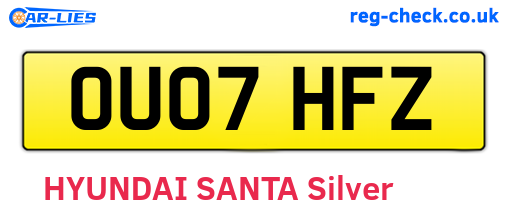 OU07HFZ are the vehicle registration plates.