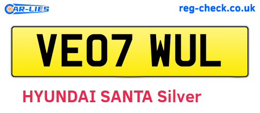 VE07WUL are the vehicle registration plates.