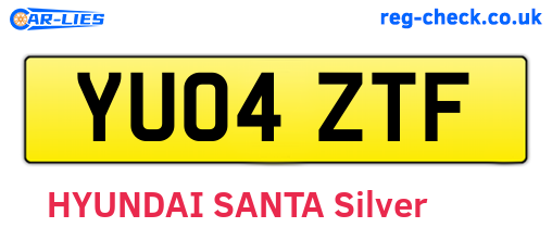 YU04ZTF are the vehicle registration plates.