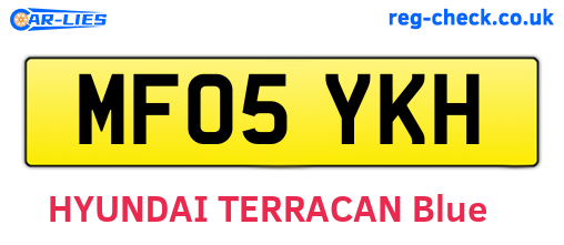 MF05YKH are the vehicle registration plates.