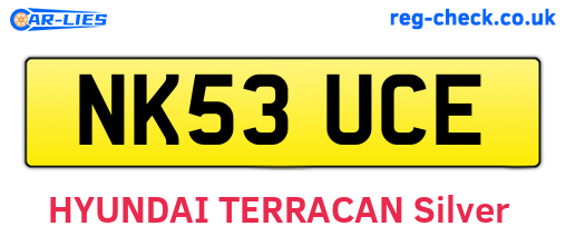 NK53UCE are the vehicle registration plates.