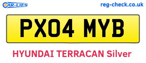PX04MYB are the vehicle registration plates.