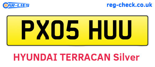 PX05HUU are the vehicle registration plates.