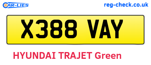 X388VAY are the vehicle registration plates.