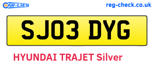 SJ03DYG are the vehicle registration plates.