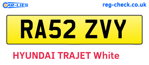 RA52ZVY are the vehicle registration plates.