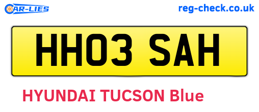 HH03SAH are the vehicle registration plates.