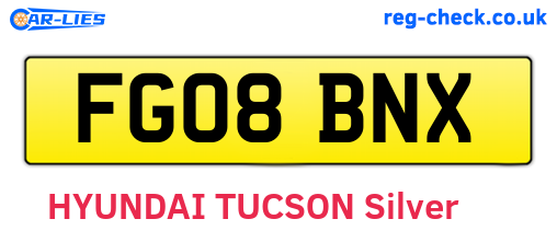 FG08BNX are the vehicle registration plates.