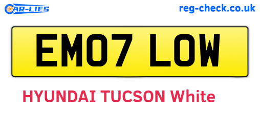 EM07LOW are the vehicle registration plates.