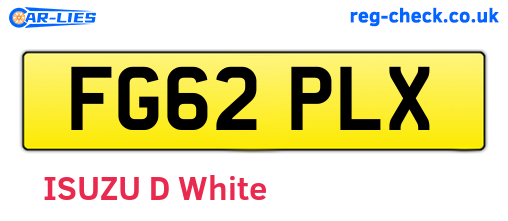 FG62PLX are the vehicle registration plates.