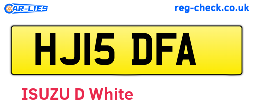 HJ15DFA are the vehicle registration plates.