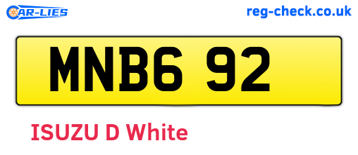 MNB692 are the vehicle registration plates.