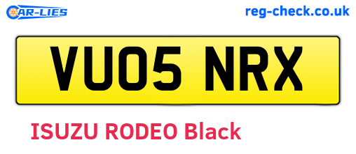VU05NRX are the vehicle registration plates.