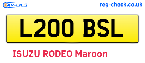 L200BSL are the vehicle registration plates.