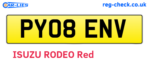 PY08ENV are the vehicle registration plates.