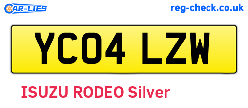 YC04LZW are the vehicle registration plates.