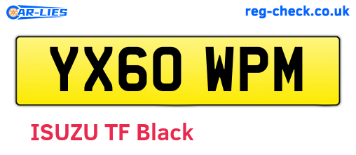 YX60WPM are the vehicle registration plates.