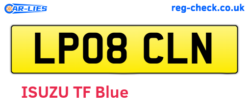 LP08CLN are the vehicle registration plates.