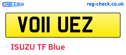 VO11UEZ are the vehicle registration plates.