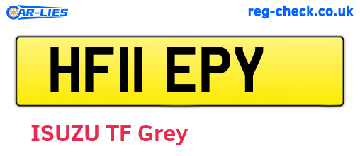 HF11EPY are the vehicle registration plates.