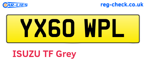 YX60WPL are the vehicle registration plates.