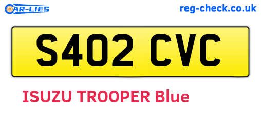 S402CVC are the vehicle registration plates.