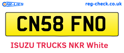 CN58FNO are the vehicle registration plates.