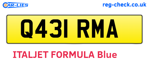 Q431RMA are the vehicle registration plates.